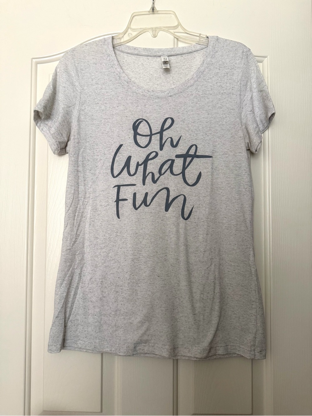 Bella Canvas Fitted Light Gray Graphic Short Sleeve Tee with Gray Script